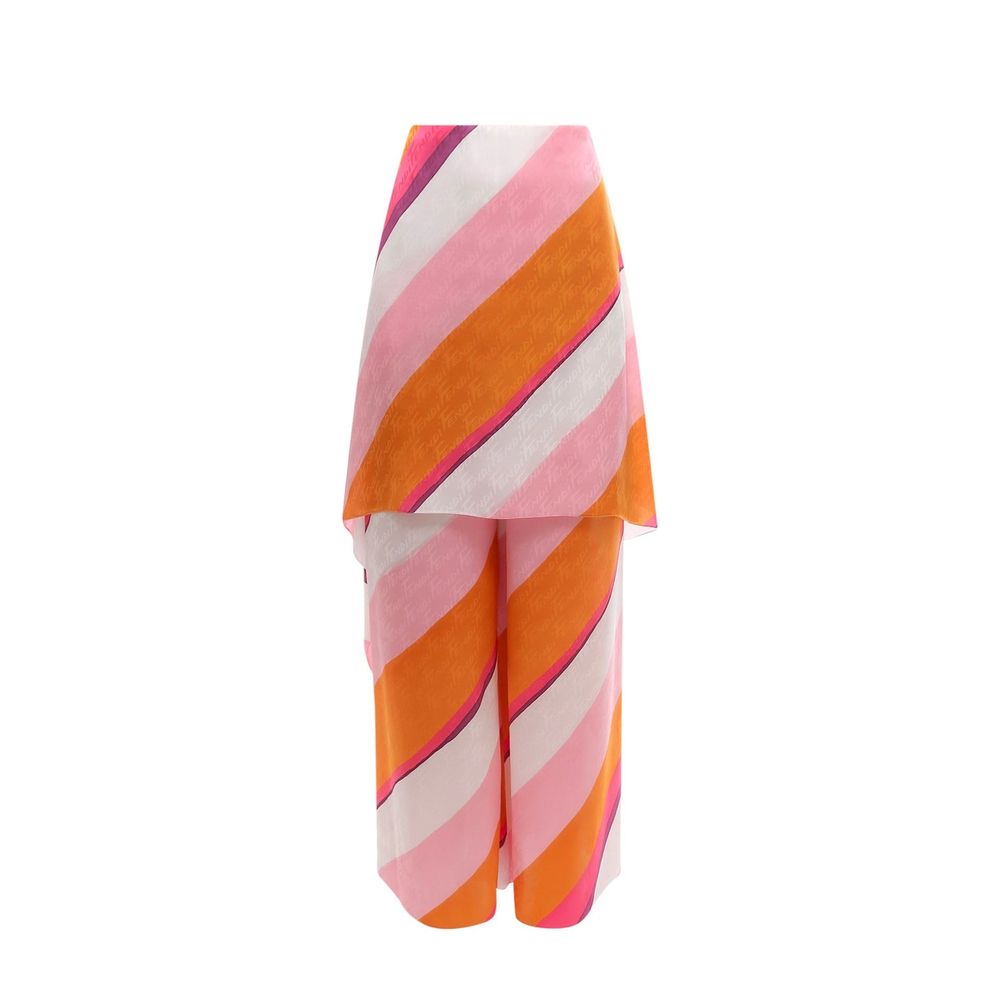 Pantalons décontractés en soie multicolore Fendi avec coupe ample et détails élégants.