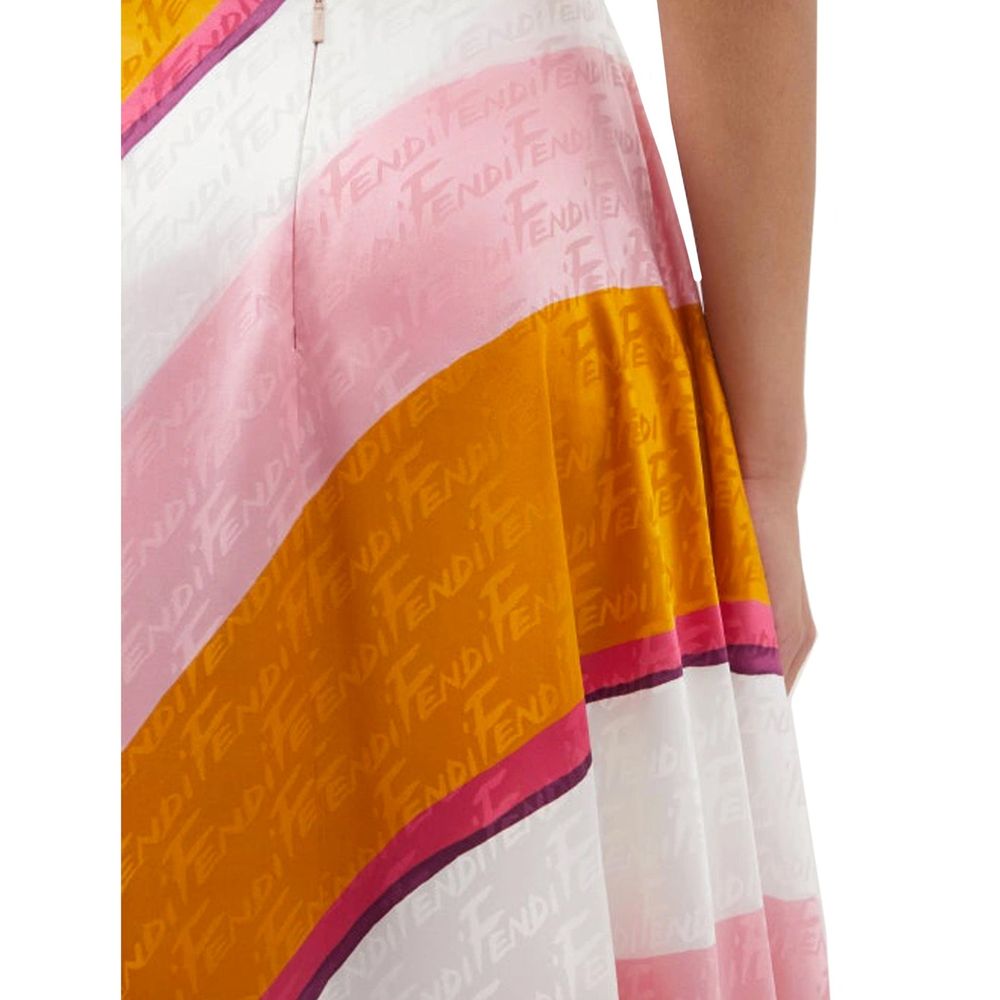 Pantalons décontractés en soie multicolore de Fendi, style élégant et confortable, visibles avec leur motif coloré et coupe moderne.