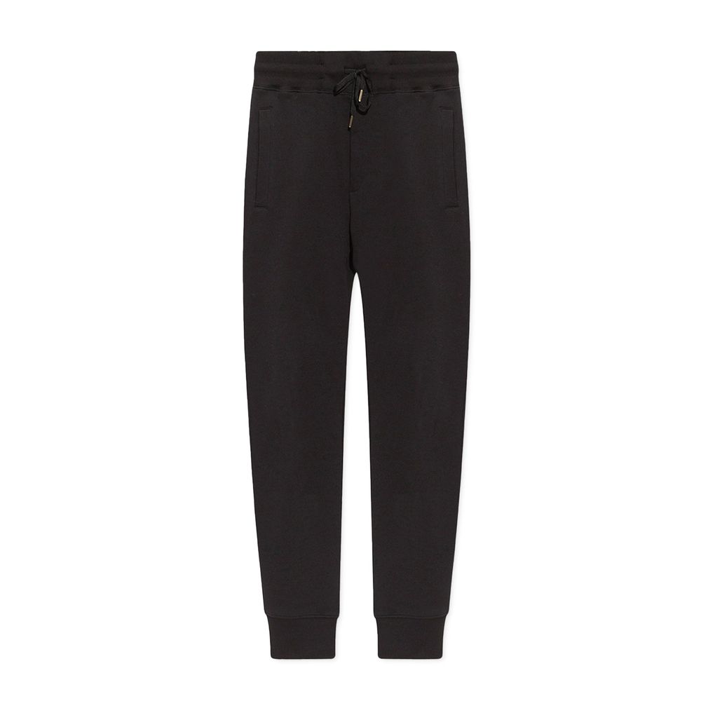 Pantalons de jogging en coton noir de Versace Jeans, style décontracté, avec logo visible, parfaits pour le sport ou la détente.