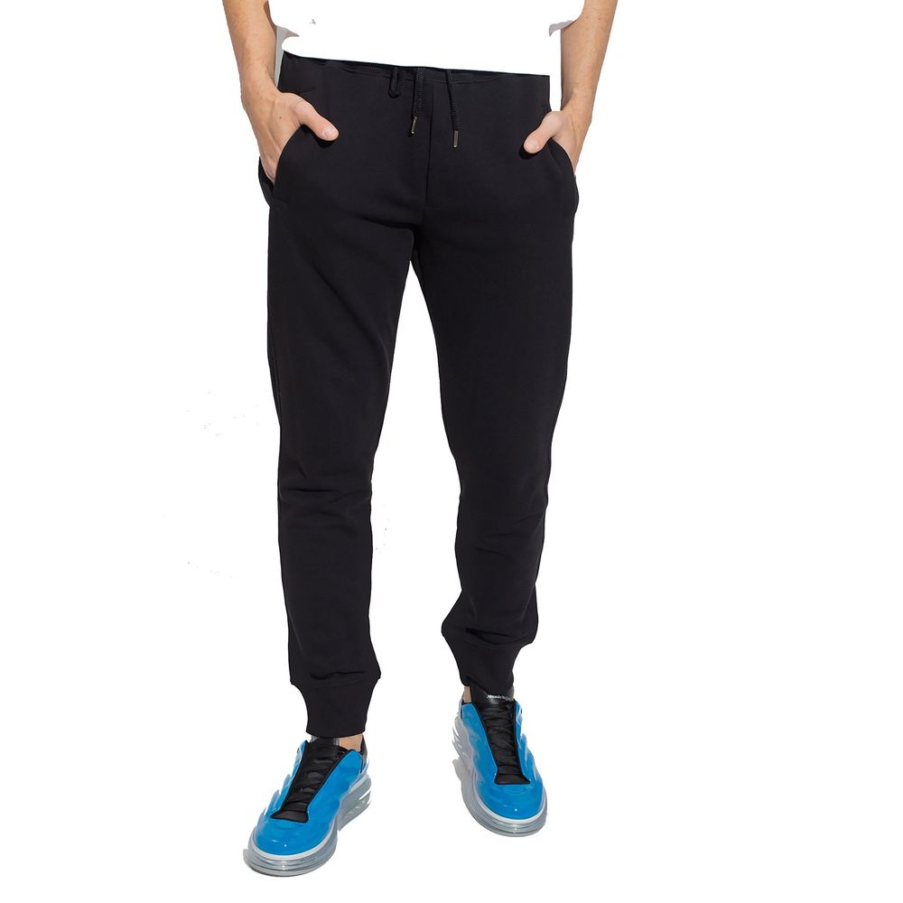 Pantalons de jogging en coton noir Versace Jeans, style décontracté, avec logo discret, parfaits pour le sport ou la détente.