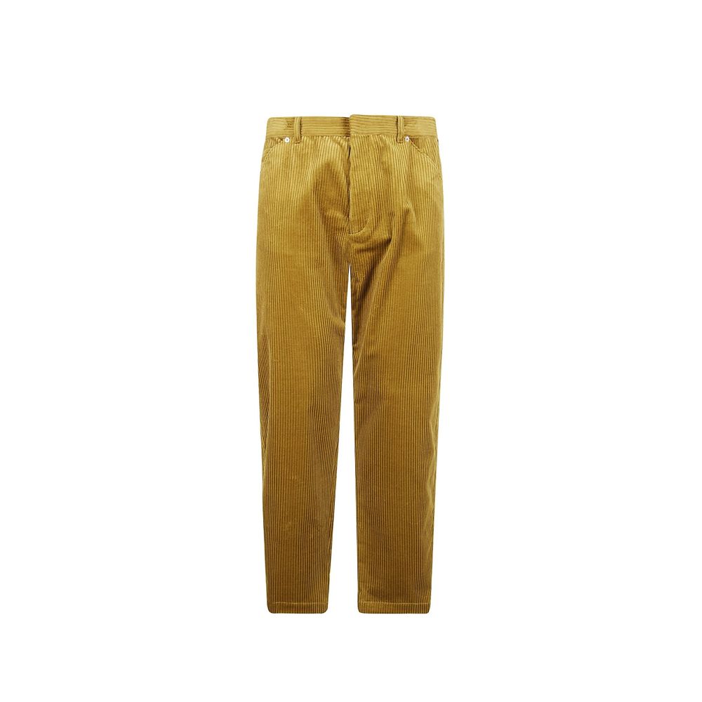 Pantalon décontracté en coton bicolore Prada, coupe élégante et moderne, visible en image.