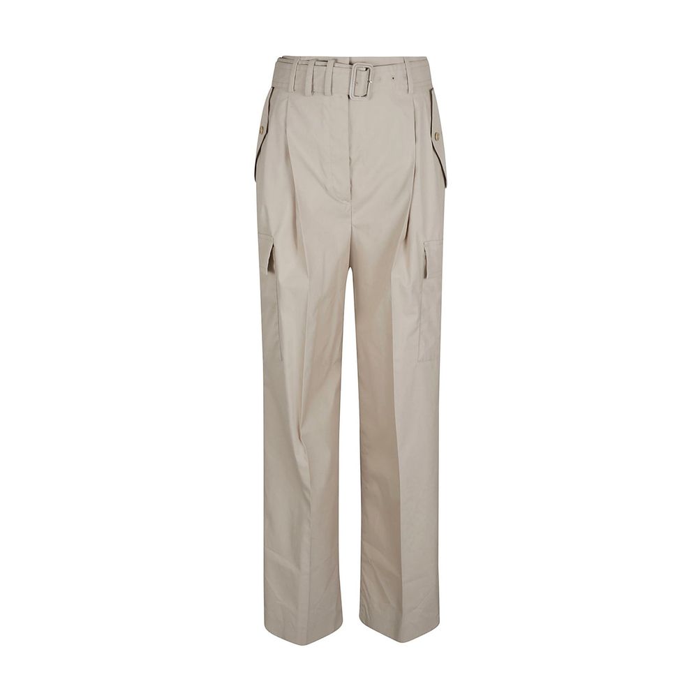 Pantalons cargo en coton beige Prada, mode décontractée avec poches multiples, pour homme ou femme.