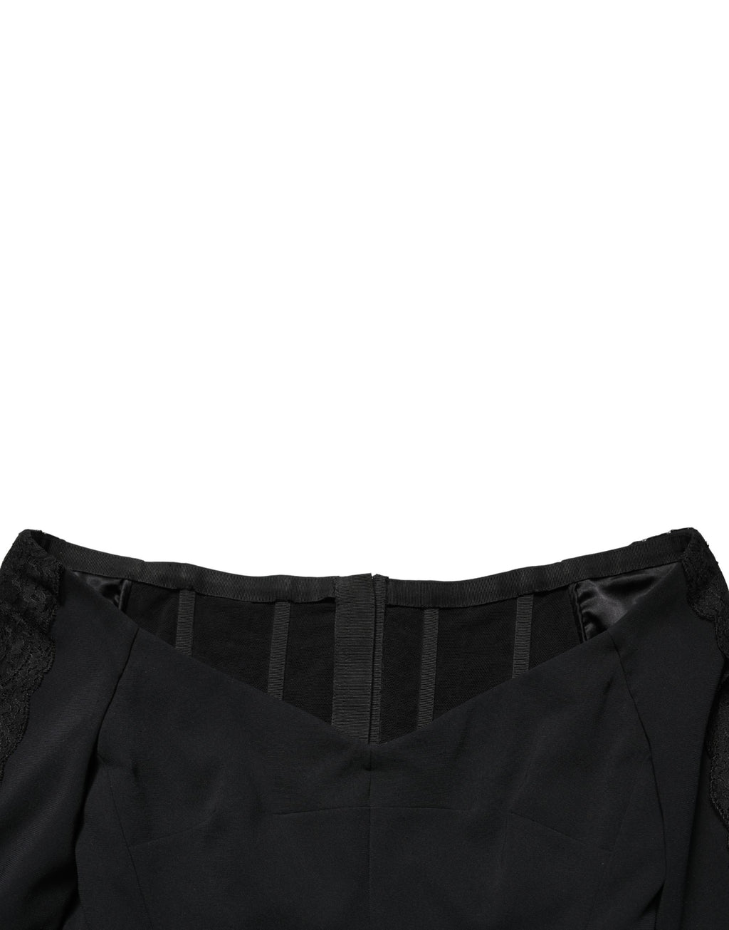 Robe longue en soie noire Dolce & Gabbana, robe ajustée à boutonnières sur le corsage, élégante et sophistiquée.