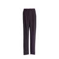 Pantalons décontractés en soie marron Saint Laurent, coupe élégante et tissu fluide, vues rapprochées de la matière et de la taille.