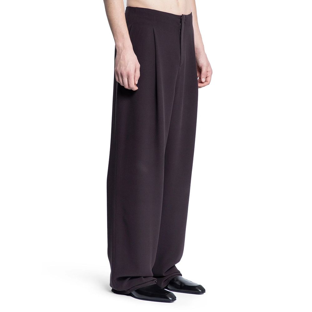 Pantalon décontracté en soie marron de Saint Laurent, style élégant et confortable pour un look sophistiqué.