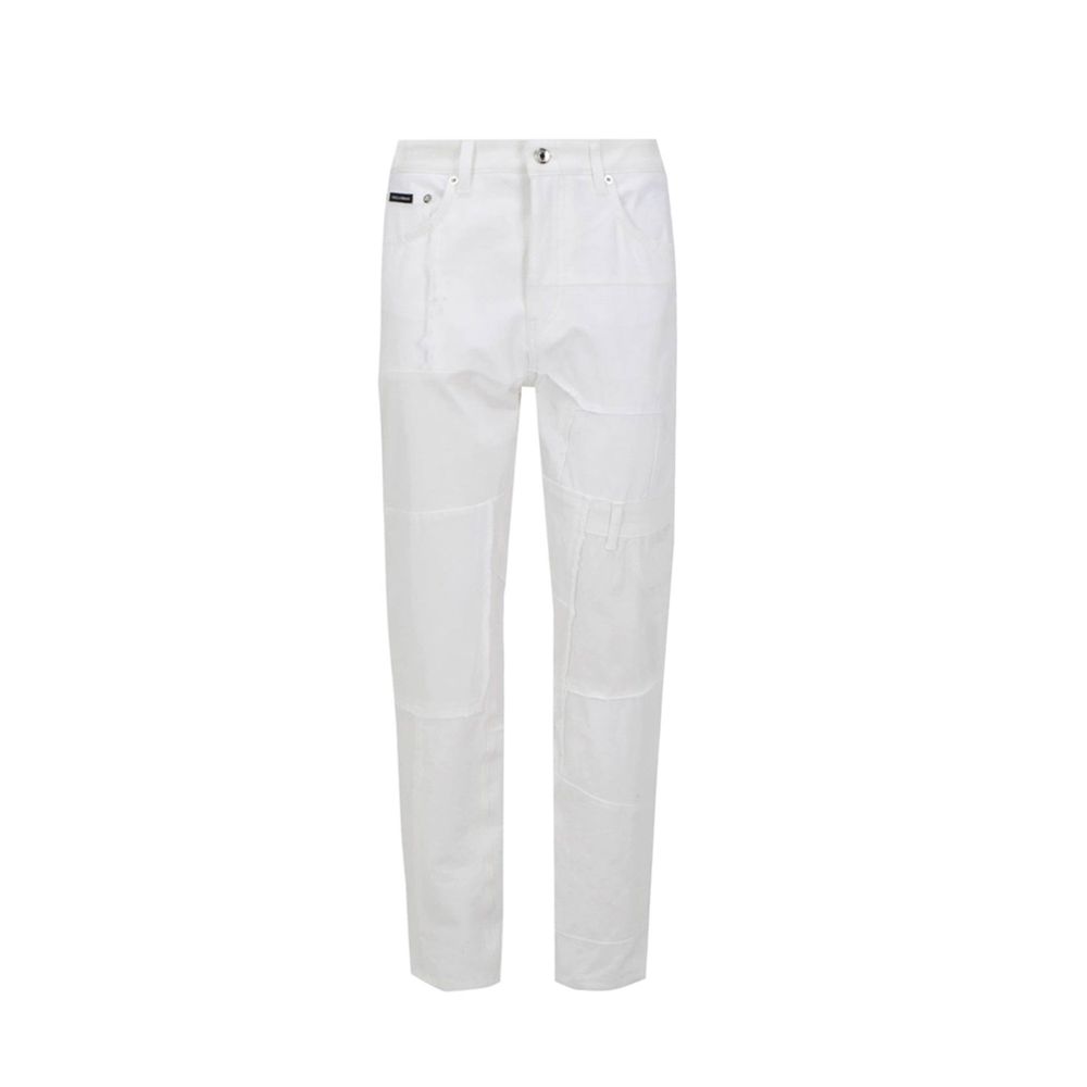 Pantalons cargo en coton blanc de Dolce & Gabbana, style décontracté, avec poches latérales et coupe moderne.