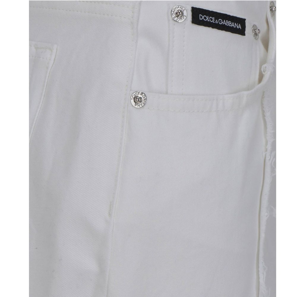Pantalons cargo en coton blanc de Dolce & Gabbana, style décontracté avec poches latérales, pour homme ou femme.