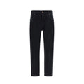 Jeans droits en coton noir de Saint Laurent, style classique, avec détail de couture visible, sur fond neutre.