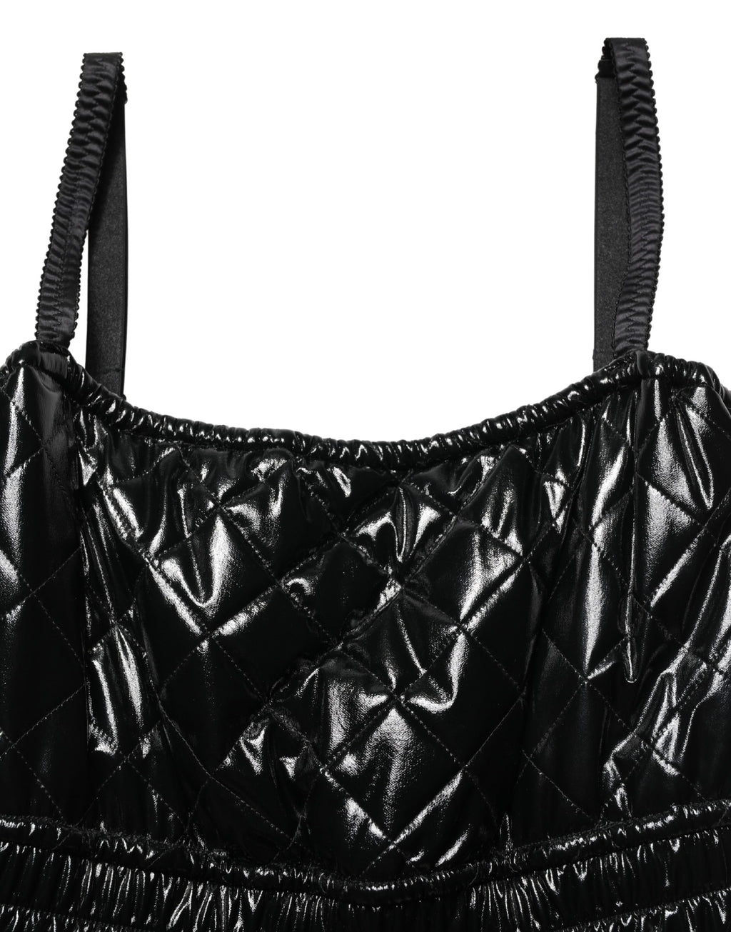 Combinaison sans manches noire Dolce & Gabbana, robe-short élégante avec détails mode, vue de face sur mannequin.