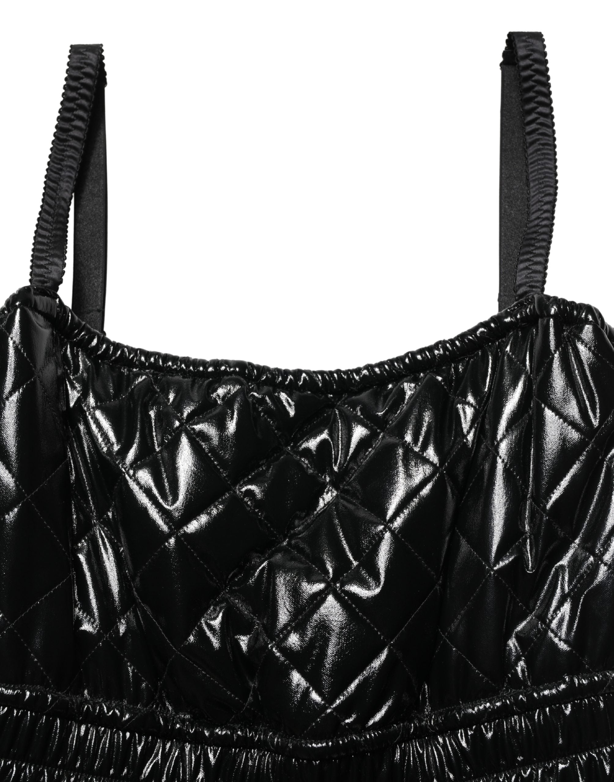 Combinaison sans manches noire Dolce & Gabbana, robe-short élégante avec détails mode, vue de face sur mannequin.