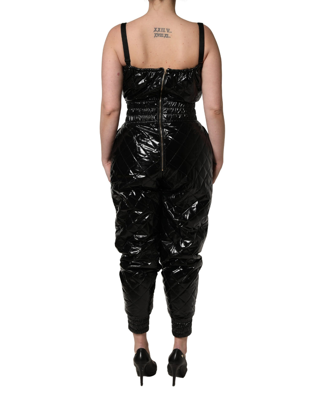 Combinaison sans manches noire Dolce & Gabbana, robe courte élégante pour femmes, détails en tissu fluide et tendance.