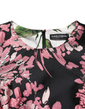 Robe courte en brocart floral multicolore de Dolce & Gabbana, coupe A-line élégante et sophistiquée.