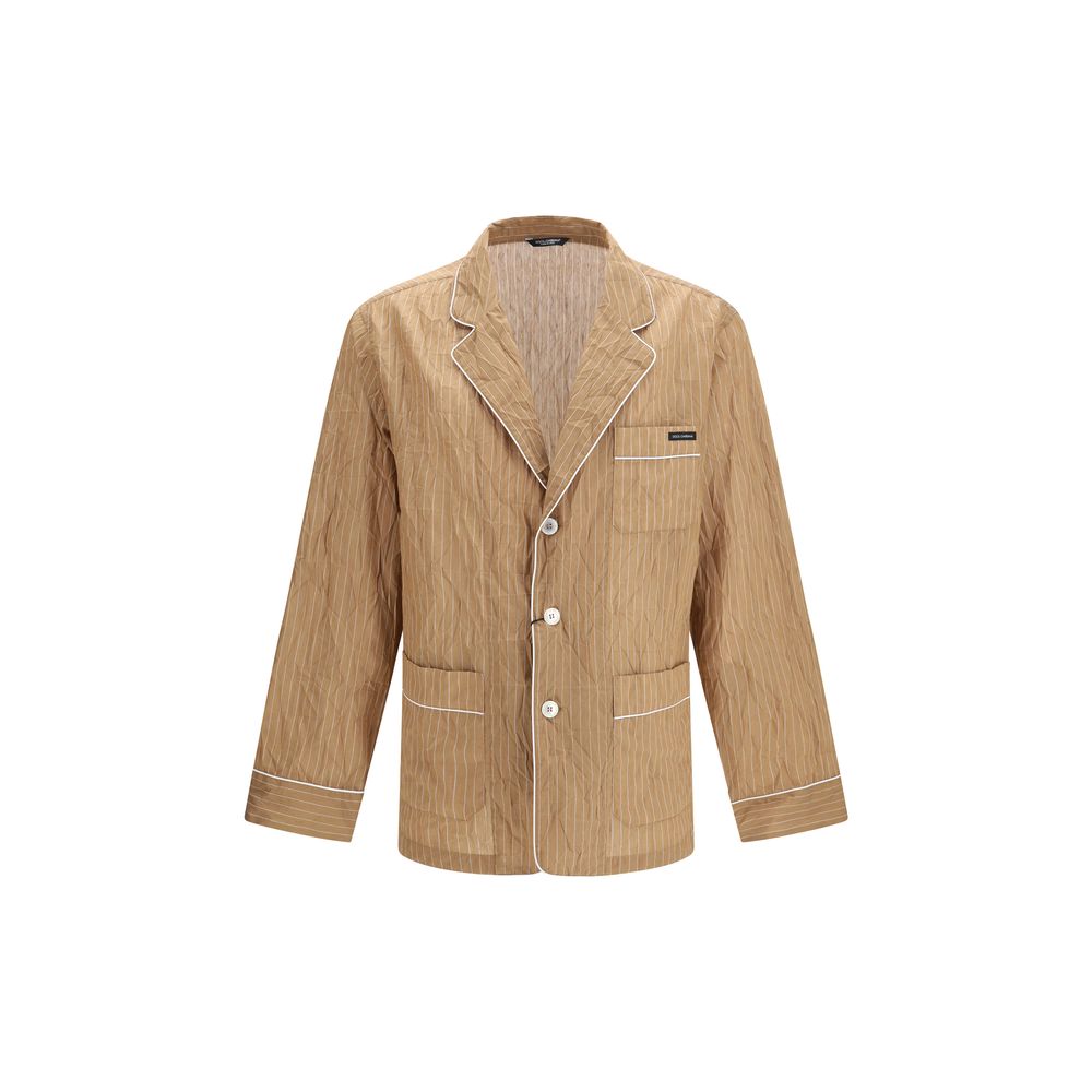 Haut de nuit en lin beige Dolce & Gabbana, vêtement de sommeil élégant et confortable pour femmes.