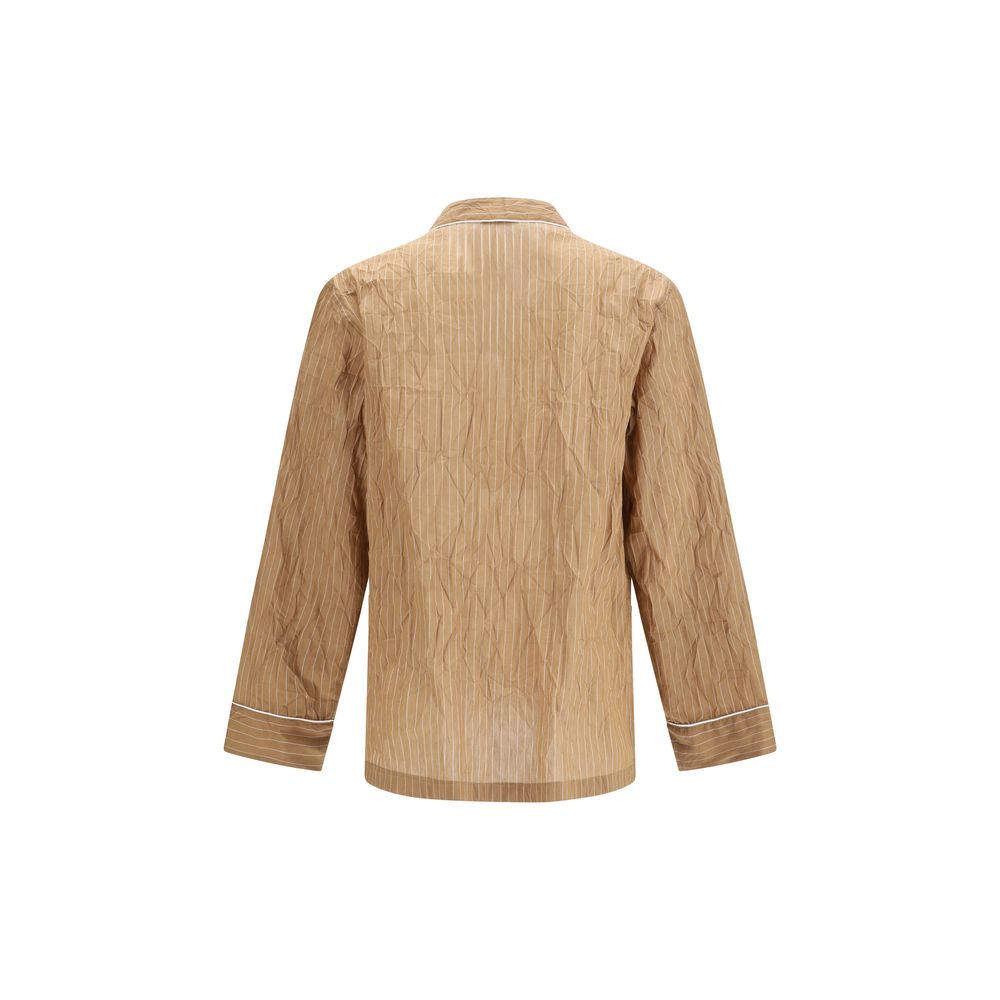 Haut de nuit en lin beige Dolce & Gabbana, vêtement de sommeil élégant avec détails sophistiqués.