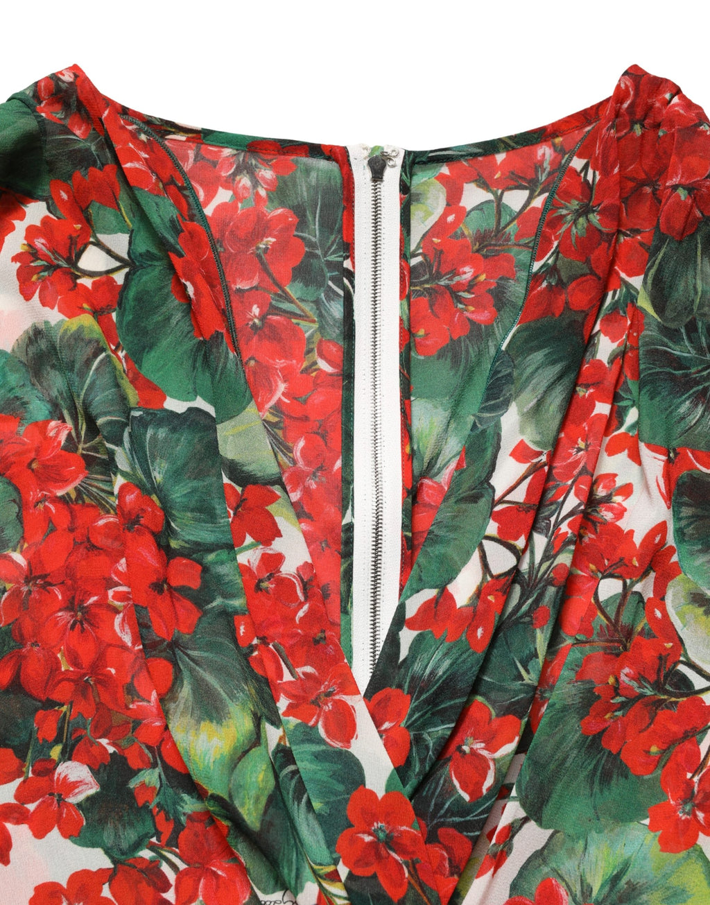 Robe longue à manches longues Dolce & Gabbana à fleurs multicolores et décolleté en V, élégante et féminine.