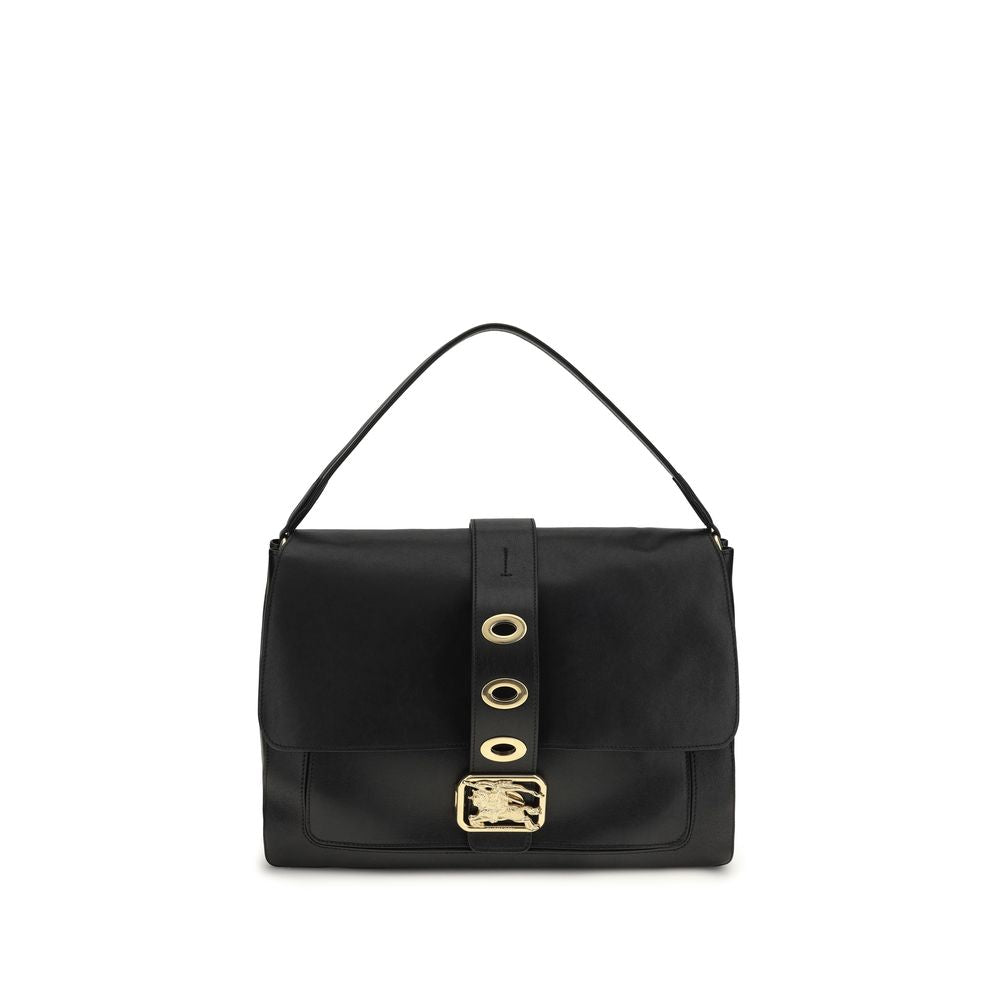 Sac à main Burberry en cuir d'agneau noir, modèle Ovis Aries, avec détails élégants et logo emblématique.