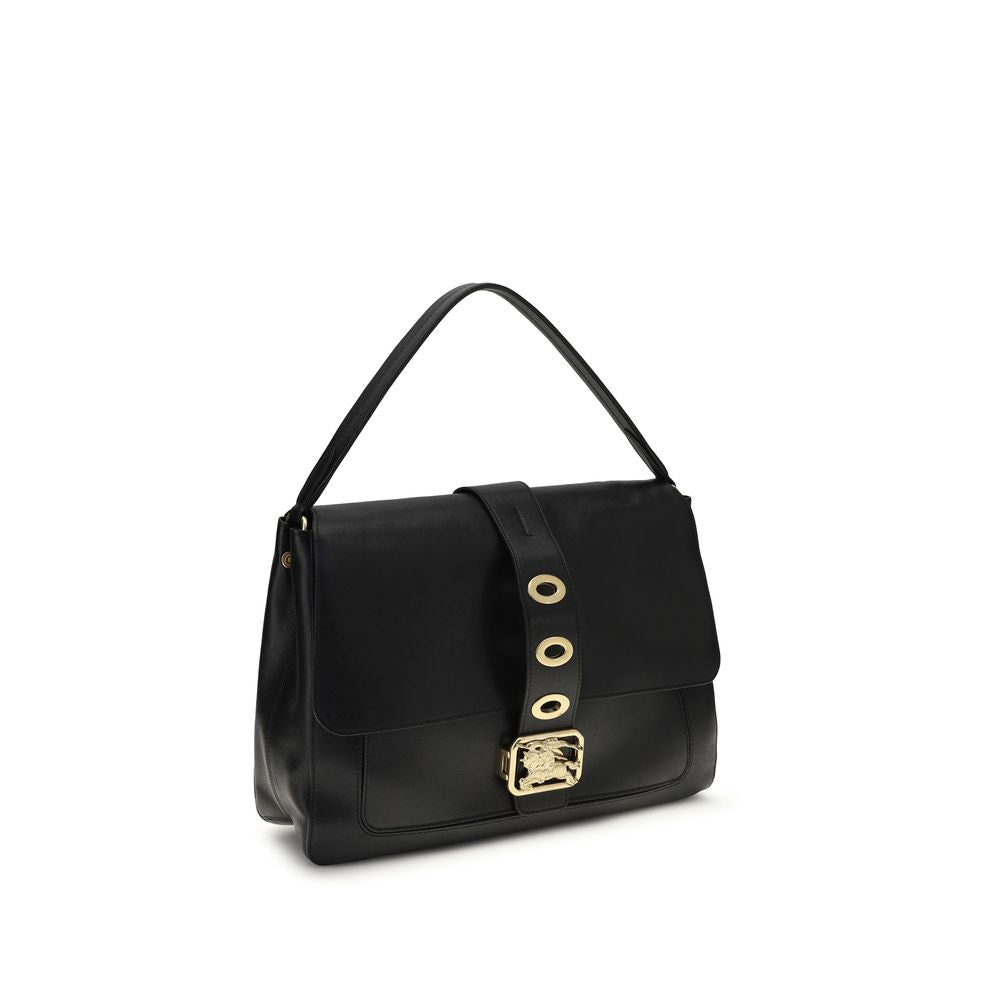 Sac à main Burberry en cuir d'agneau noir, modèle Ovis Aries, avec détails élégants et finition sophistiquée.