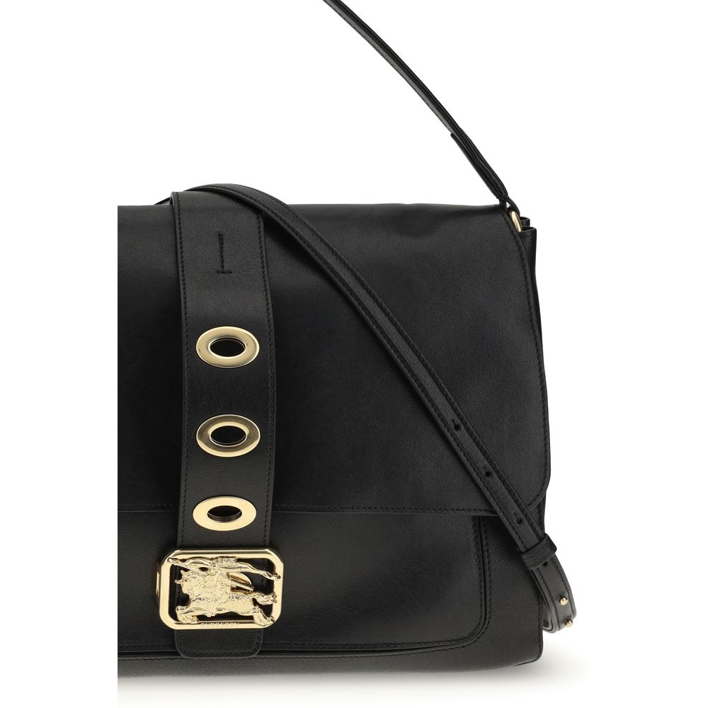 Sac à main Burberry en cuir noir Lamb Ovis Aries, élégant et sophistiqué, avec détails classiques et finition de haute qualité.
