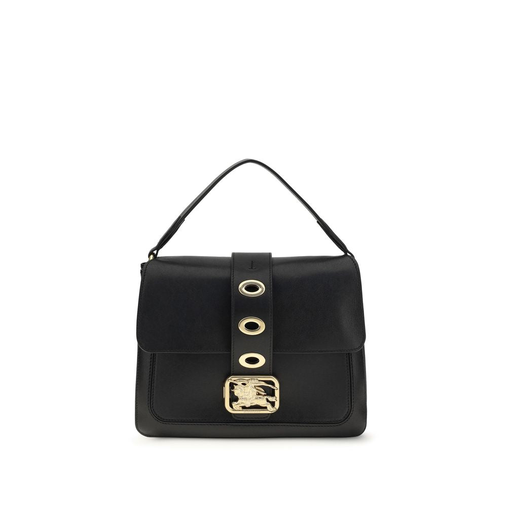 Sac à main Burberry en cuir d'agneau noir, modèle Ovis Aries avec détails élégants et logo emblématique.