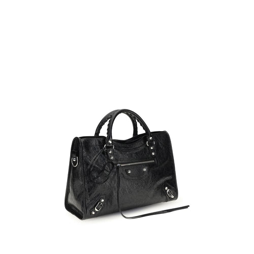 Sac à main Balenciaga en cuir de mouton noir, modèle Ovis Aries, avec détails élégants et finition raffinée.