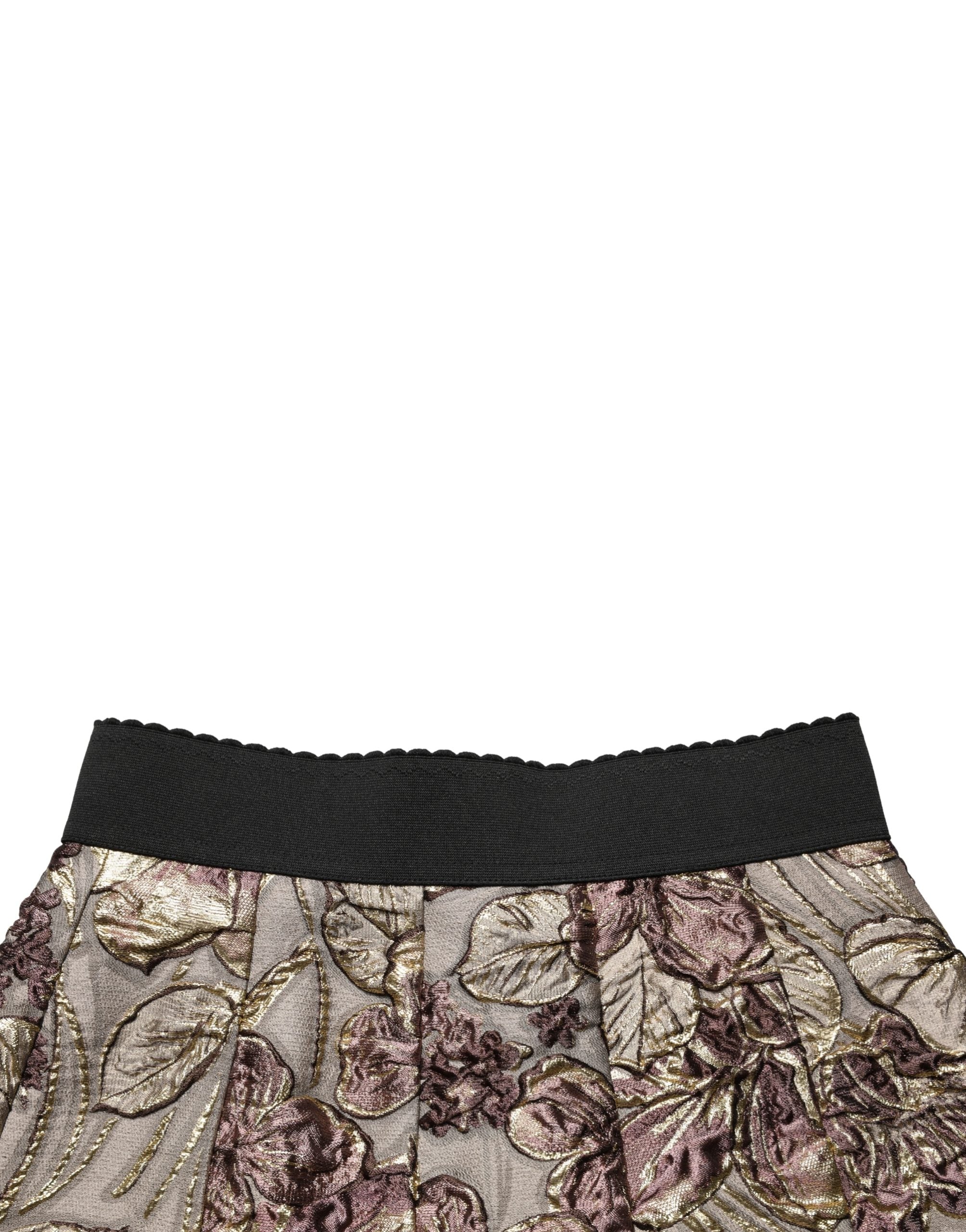 Jupe courte à motif floral multicolore en jacquard de Dolce & Gabbana, coupe A-line élégante et sophistiquée.