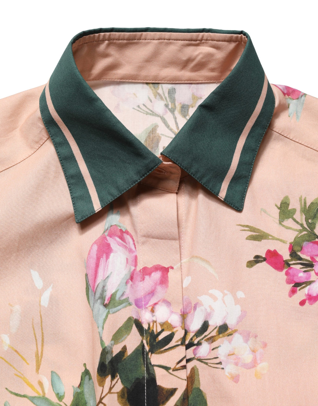 Chemise en coton à fleurs rose Dolce & Gabbana, boutonnière avant, style élégant et féminin.