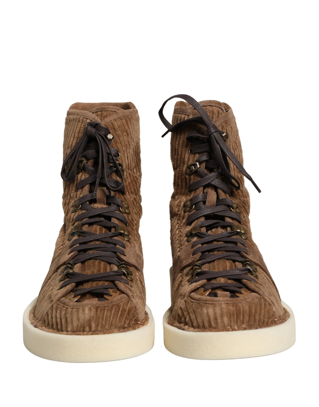 Bottes hautes en velours côtelé marron Dolce & Gabbana, chaussures Oxford modernes avec semelle solide et design élégant.