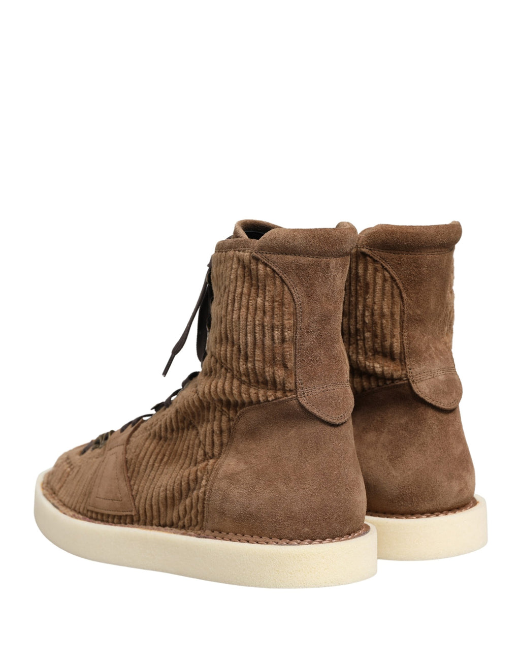 Bottes hautes en velours côtelé marron Dolce & Gabbana, chaussures Oxford à la mode pour homme.