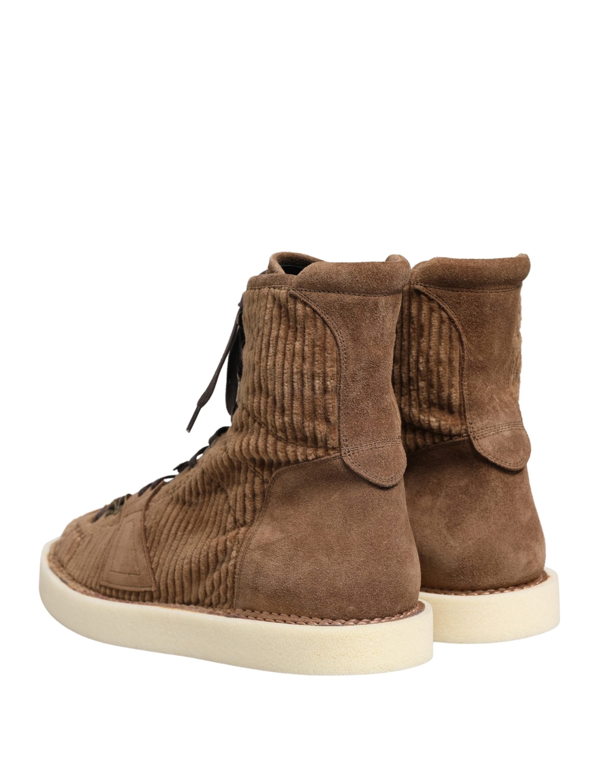 Bottes hautes en velours côtelé marron Dolce & Gabbana, chaussures Oxford à la mode pour homme.