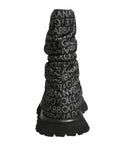Bottes de neige noires Dolce & Gabbana avec logo imprimé, lacets et design en dentelle élégante.