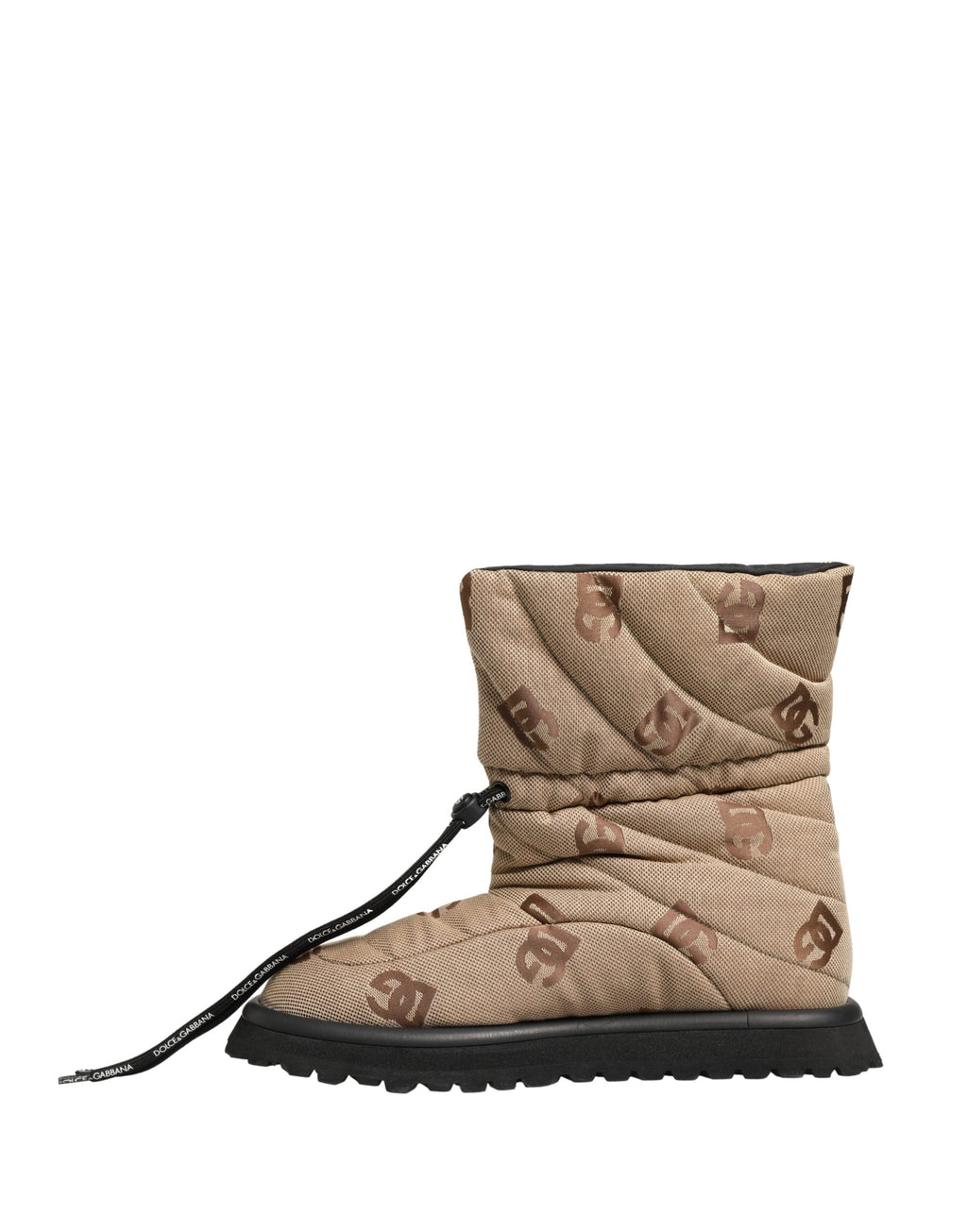 Bottes d'hiver Dolce & Gabbana en marron avec logo imprimé en dentelle et lacets, pour un style élégant et chaud.