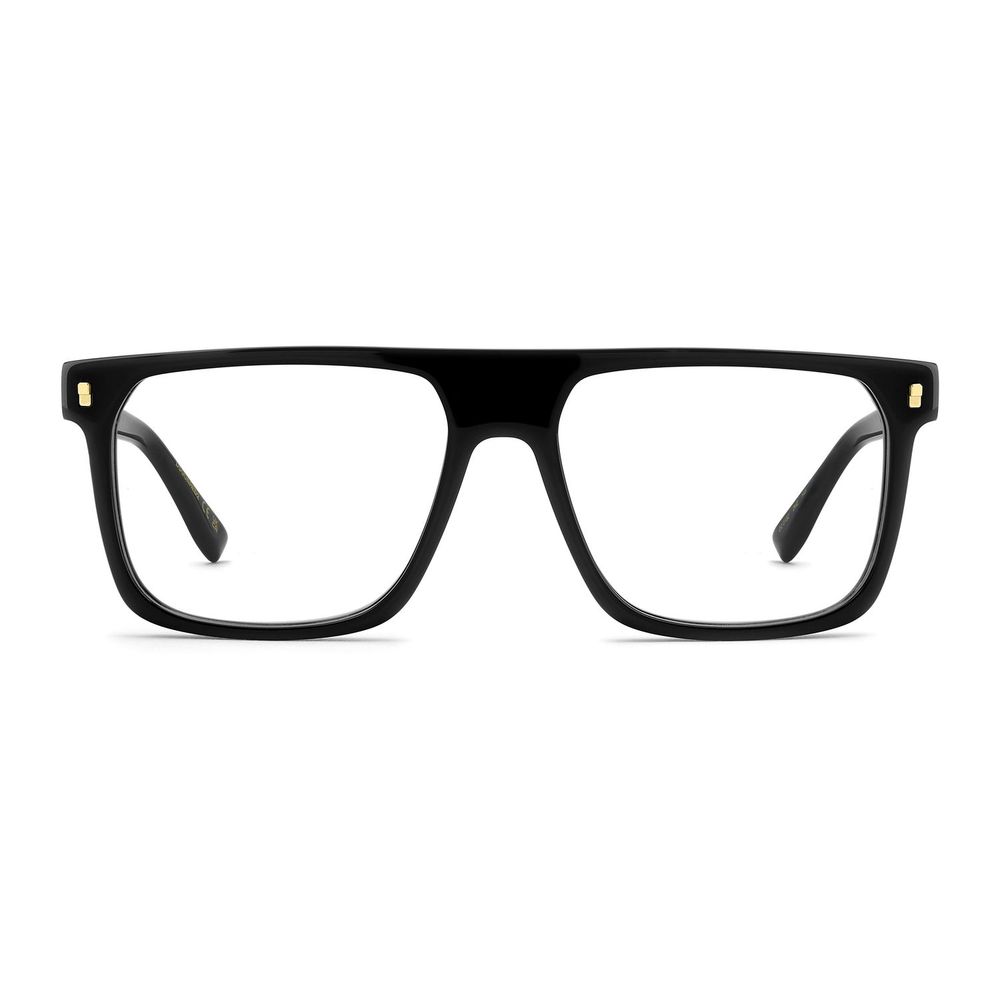 Lunettes en acétate noires Dsquared² avec monture élégante et moderne, vues de face sur fond neutre.