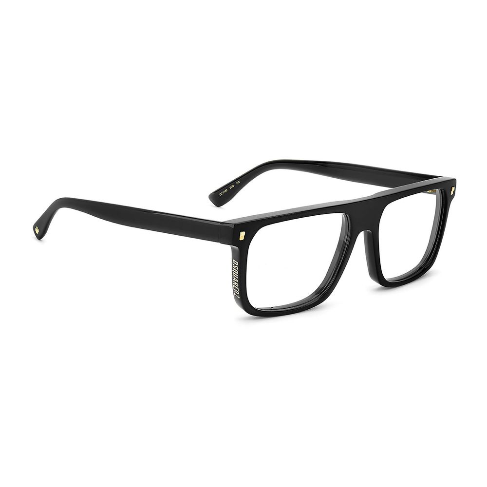 Lunettes en acétate noires Dsquared² avec monture élégante et moderne, visibles en gros plan dans l'image.