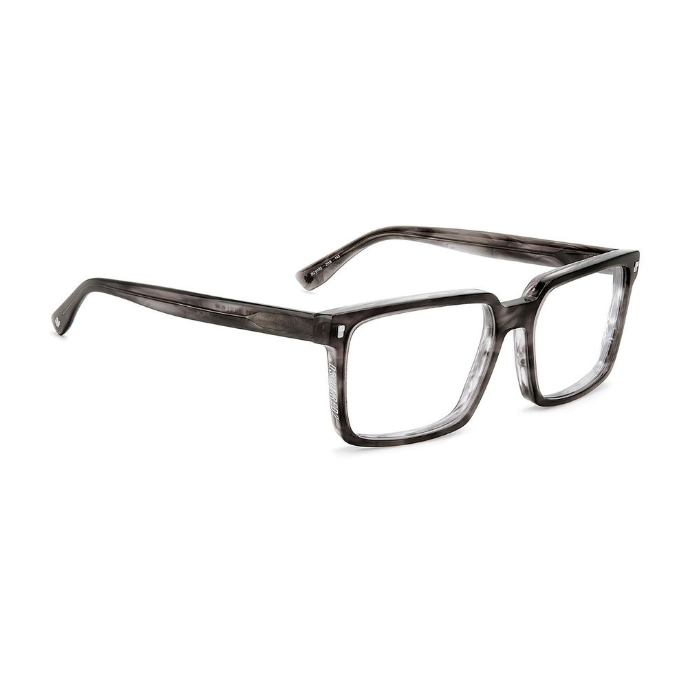 Lunettes en acétate grises de la marque Dsquared², monture élégante avec détails modernes, vue de face.
