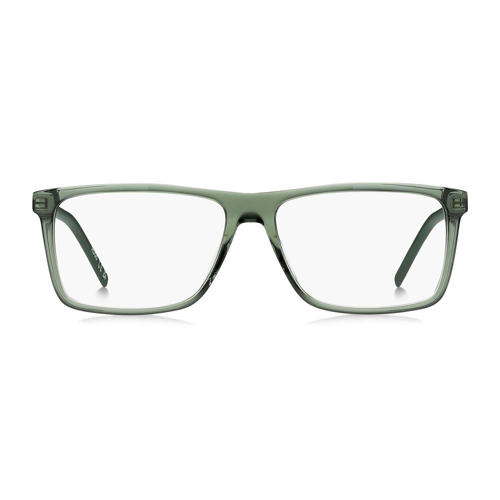 Lunettes Hugo Boss Army en acétate avec monture rectangulaire, style moderne et élégant, vue de face sur fond blanc.