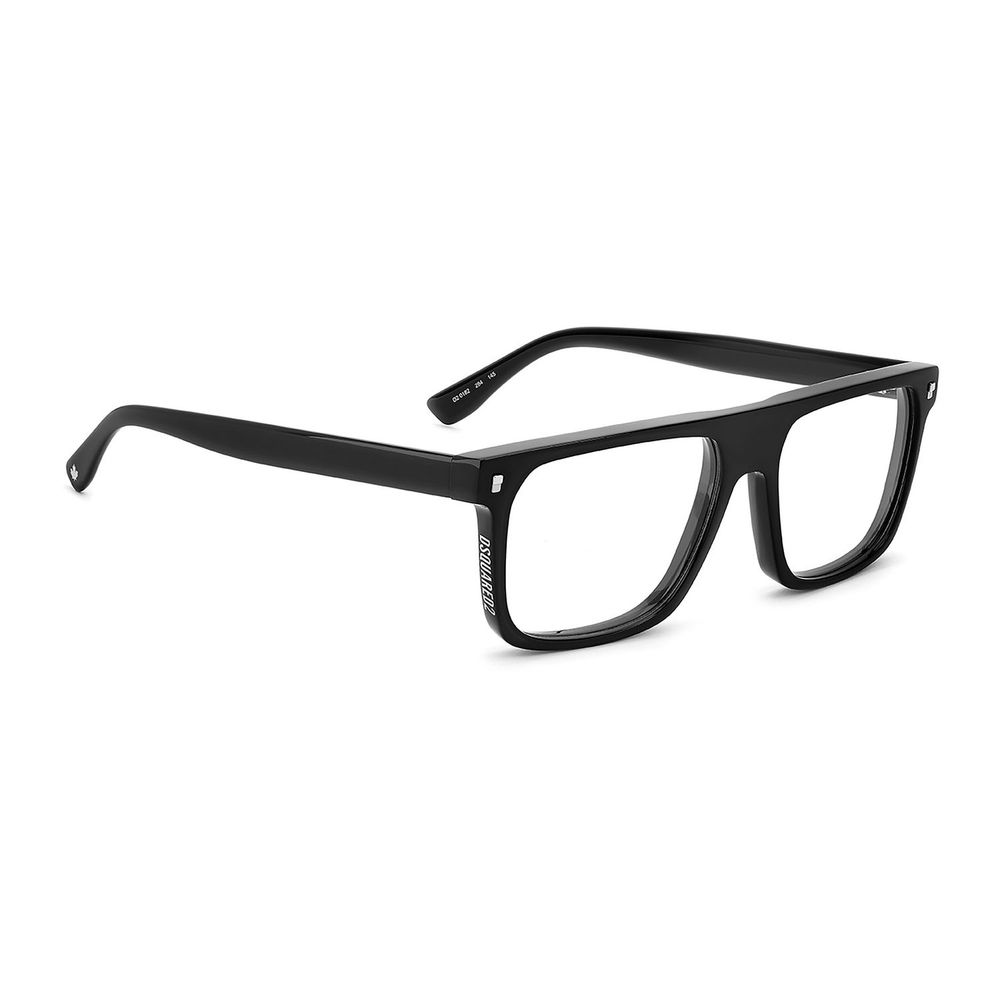 Lunettes en acétate noires Dsquared² avec monture élégante, vues de face, pour un style sophistiqué et moderne.