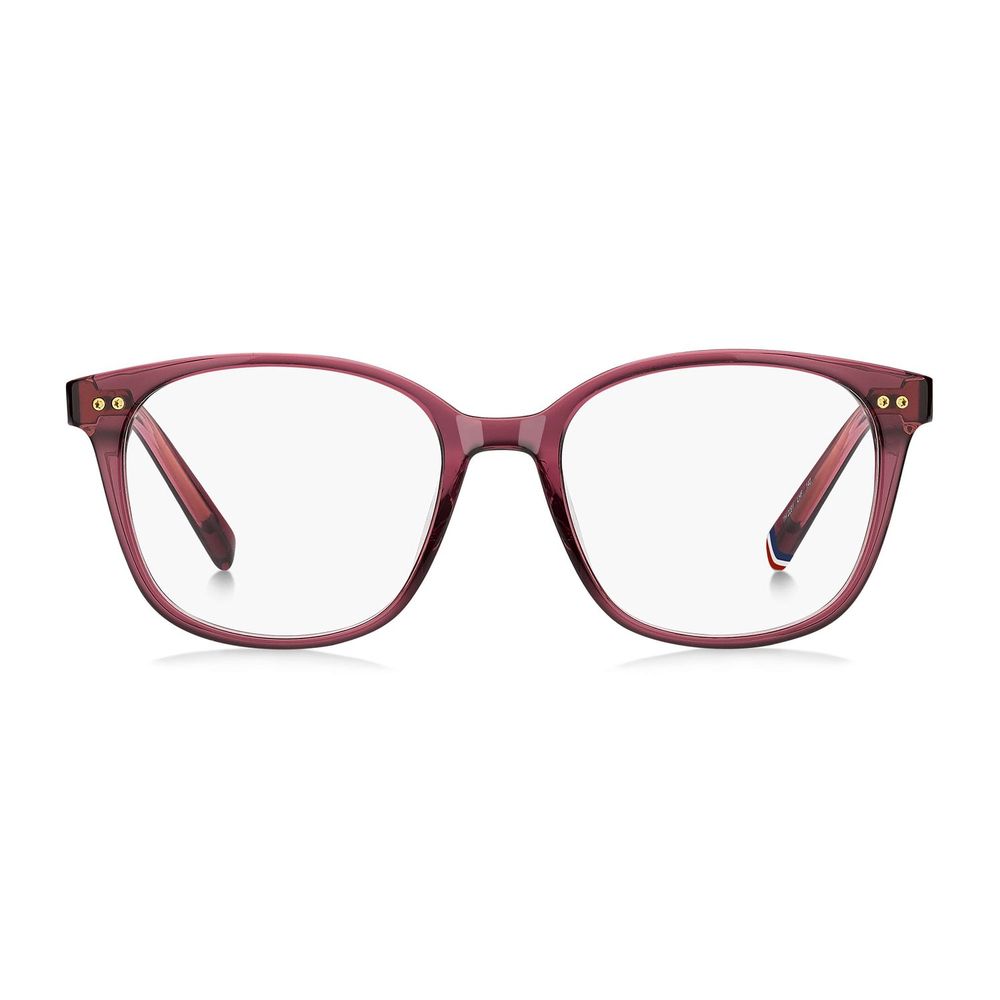 Lunettes en acétate rose Tommy Hilfiger avec monture élégante, vue de face.