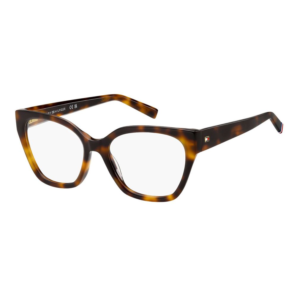 Lunettes en acétate marron Tommy Hilfiger, monture élégante et moderne pour un style sophistiqué.