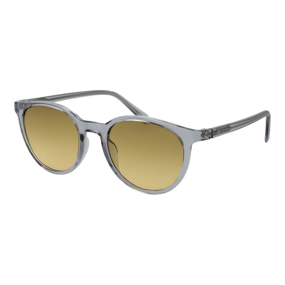 Lunettes de soleil en plastique gris de marque Guess avec monture élégante et moderne, vues de face.