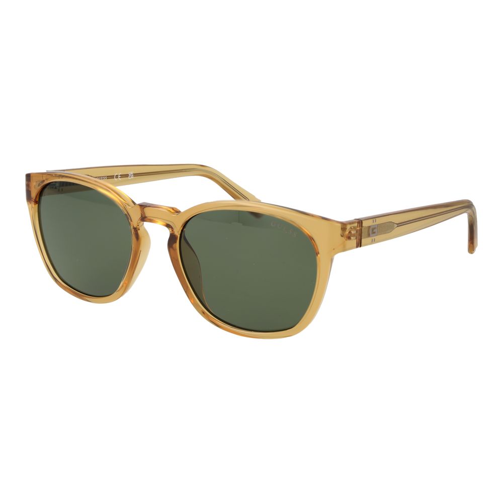 Lunettes de soleil Guess bicolores en plastique avec monture élégante et branches colorées, style moderne et tendance.