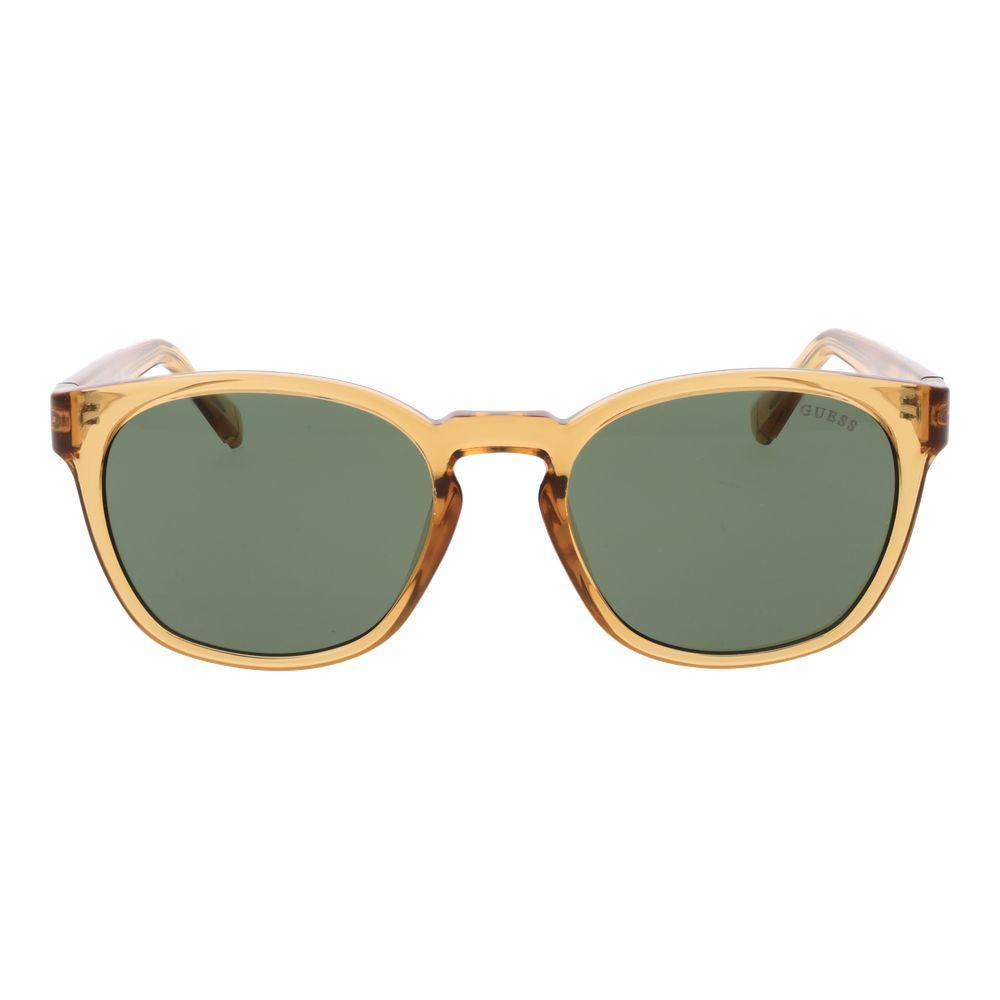 Lunettes de soleil en plastique bicolores Guess avec monture élégante et branches colorées.