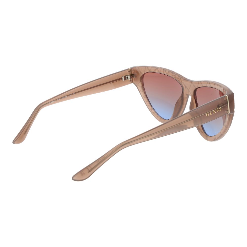 Lunettes de soleil en plastique beige Guess, style tendance avec monture rectangulaire et verres protecteurs.