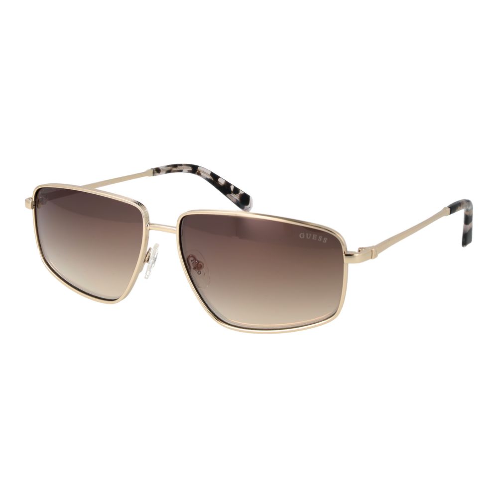 Lunettes de soleil en métal doré Guess, style tendance avec monture élégante et branches fines, pour un look sophistiqué et moderne.