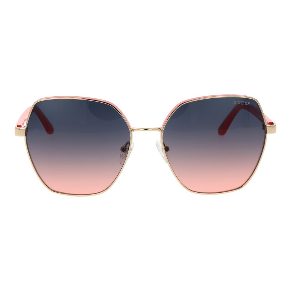 Lunettes de soleil en métal doré Guess, style tendance avec monture élégante et branches fines, lunettes de soleil mode pour homme et femme.