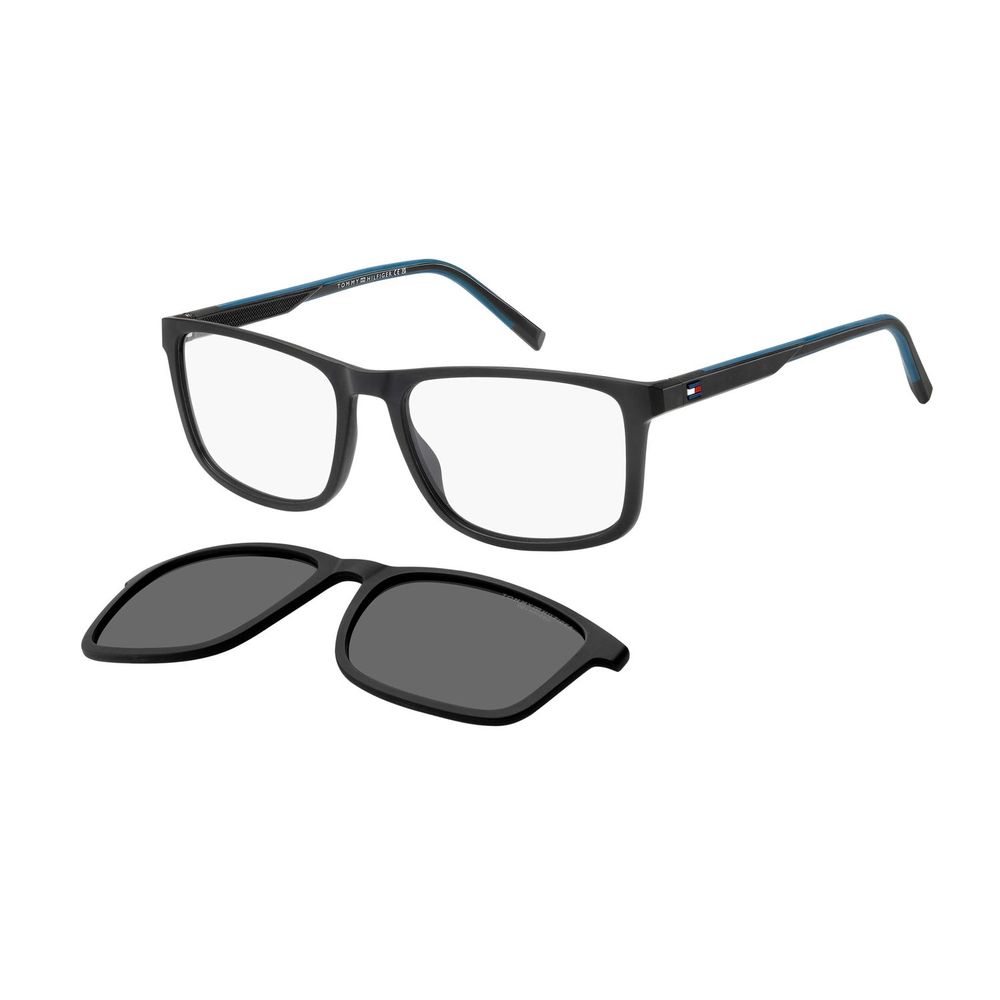 Monture de lunettes en polyamide noire de Tommy Hilfiger, vue de face, avec détails de la structure et du style élégant.