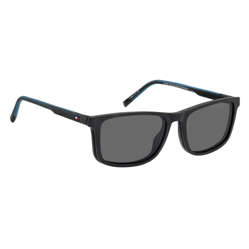 Lunettes noires en polyamide Tommy Hilfiger avec monture élégante et moderne, vues de face.