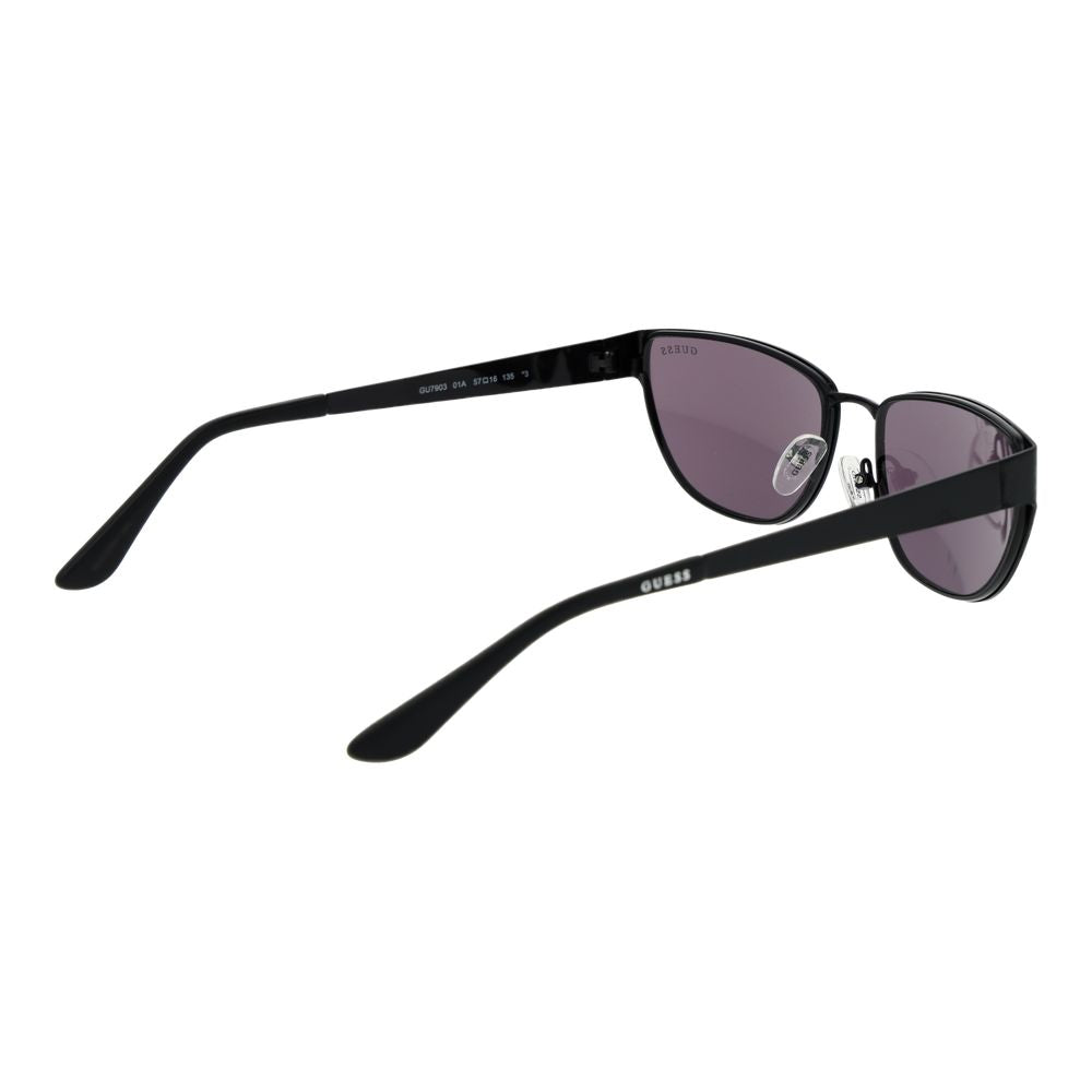 Lunettes de soleil Guess en métal noir avec monture élégante et branches fines, style moderne et tendance.