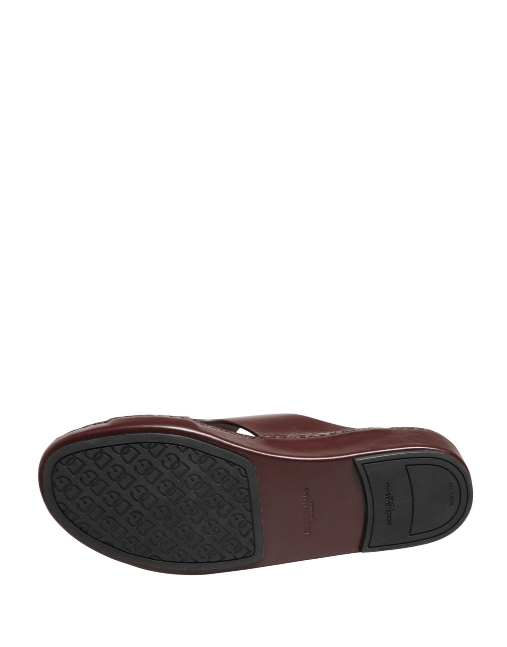 Sandales en cuir bordeaux Dolce & Gabbana avec découpes et logo DG, chaussures élégantes pour femme