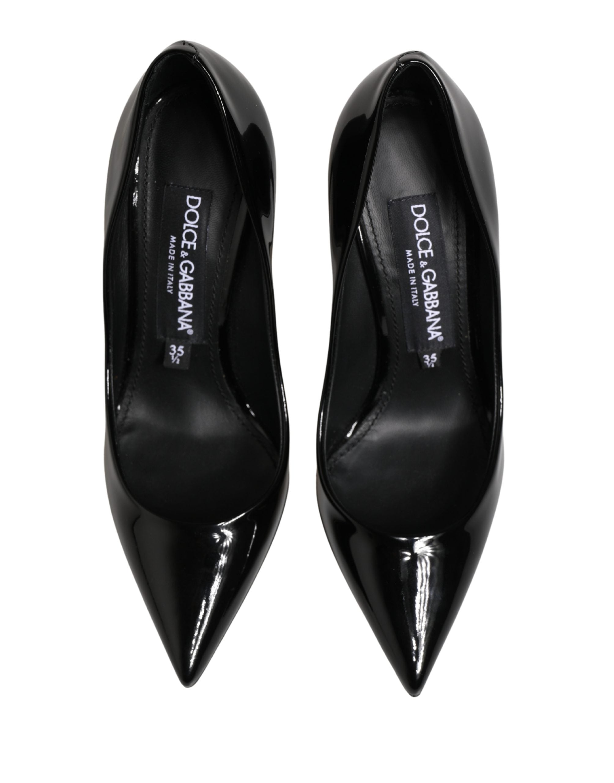 Chaussures à talons stilettos en cuir de veau noir Dolce & Gabbana, élégantes et élégantes pour femmes.