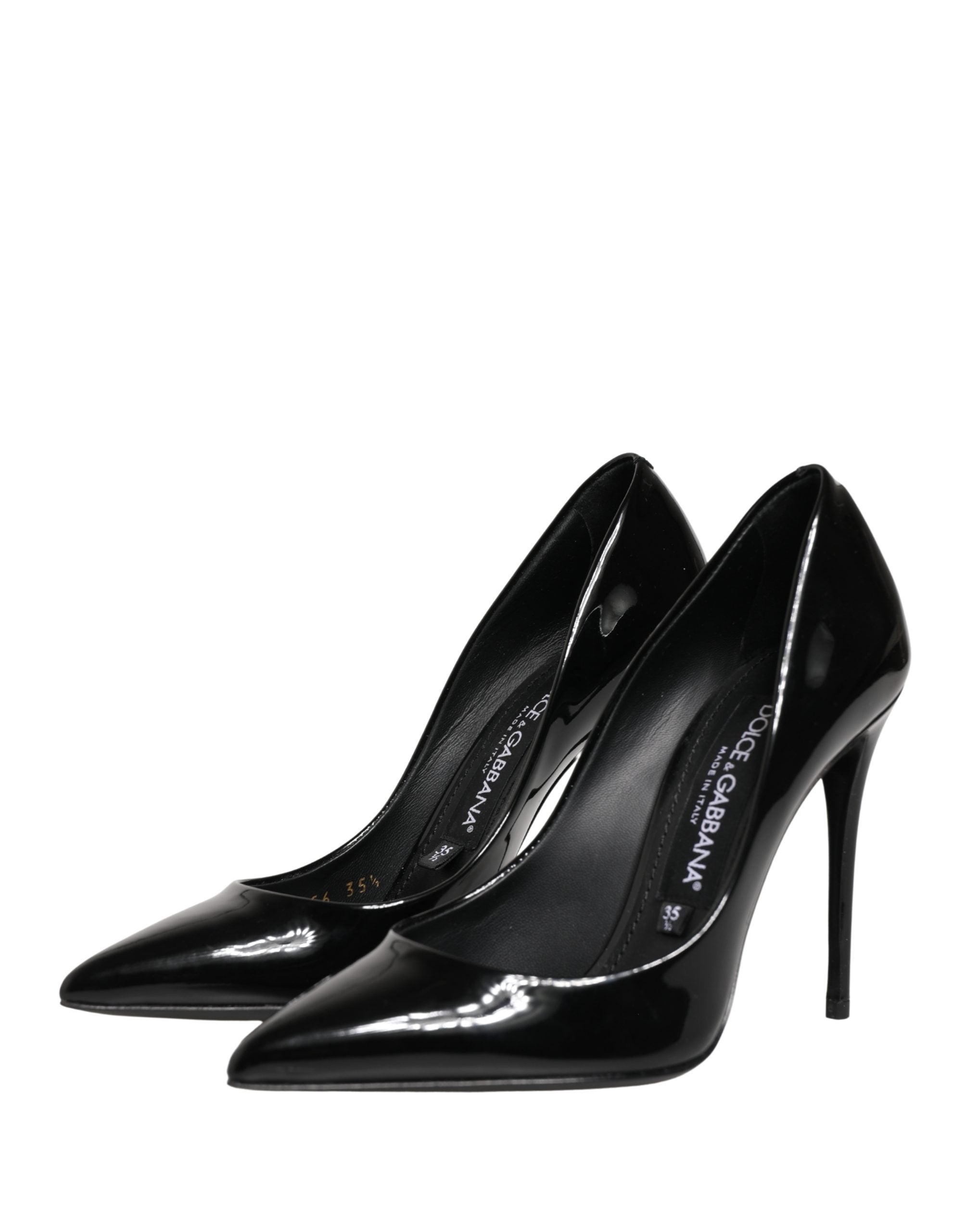 Chaussures à talons stilettos en cuir de veau noir de Dolce & Gabbana, pompe élégante pour femmes.